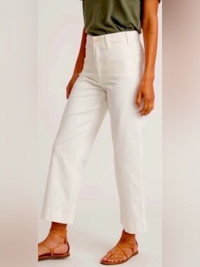 Marine Layer 🌊 Women’s Bridget Slim Wide Leg Crop Pants White/Cream Size 4 EUC